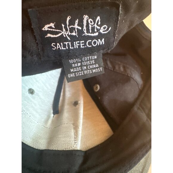 Salt Life Black & Olive Green Snapback Hat Summer Boating Vacation Coastal - Picture 5 of 5